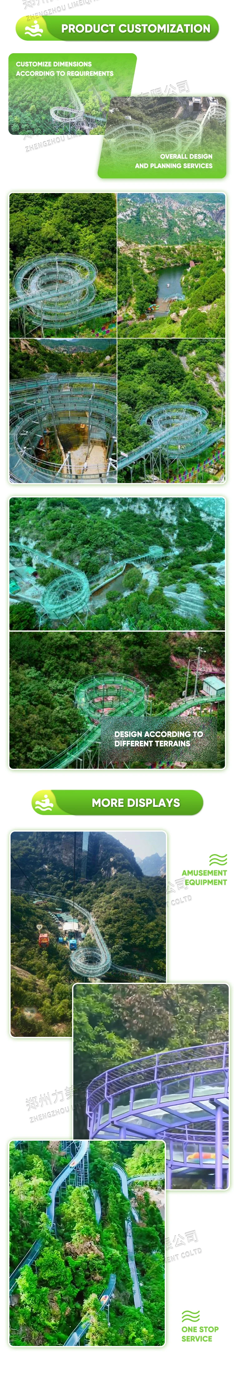 Amusement Rides Mountain Glass Water Slide Roller Coaster Large Long