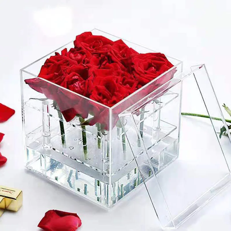 Factory Wholesale Plastic Flower Box Packaging Cover Box Clear Acrylic