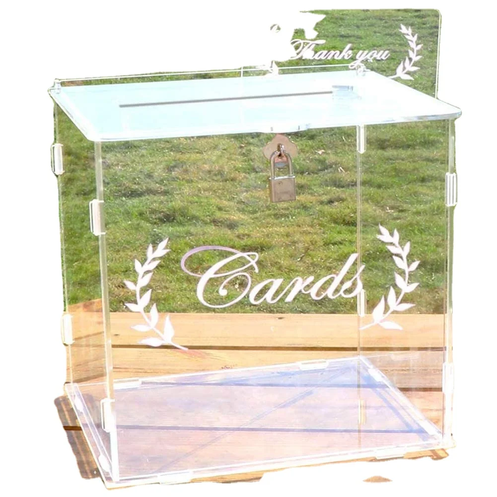 Wedding Card Box for Wedding Reception, Clear Card Boxes with Lock
