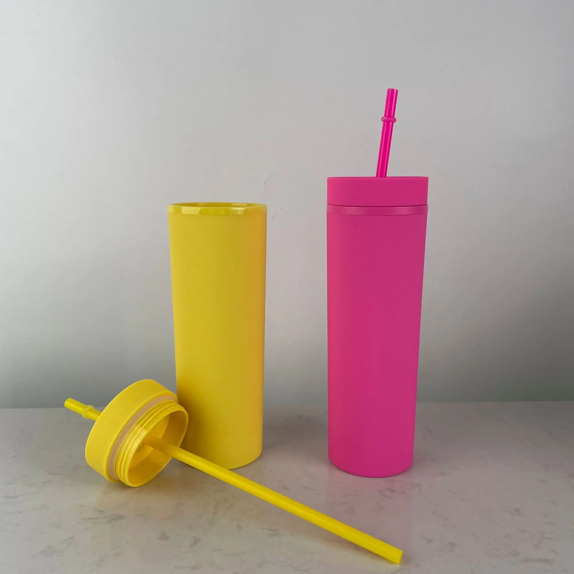 Warehouse Slim Tumblers Matte Pastel Colored Acrylic Tumblers With Lids