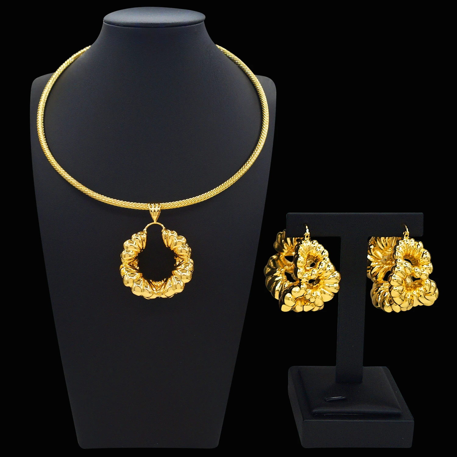 Zhuerrui Brazil Gold Jewelry Wholesale Ladies Party Necklace Jewelry Set  18K Gold Plated Luxury Bridal Accessories