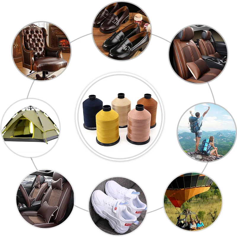 product high strength multicolor sewing machine bonded high tenacity polyester thread tex135 304 colors-7