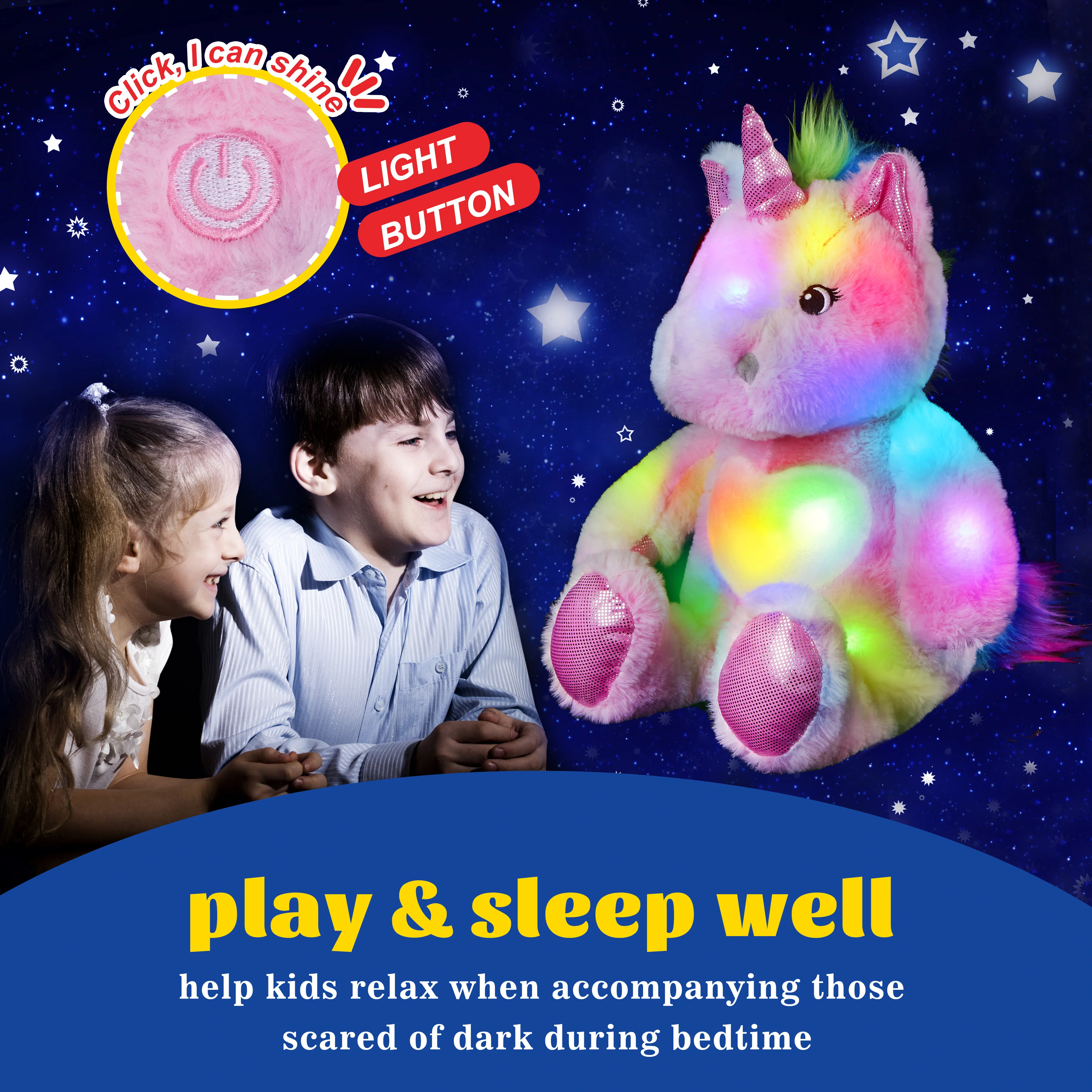 Light Up Rainbow Stuffed Unicorn Light Up Stuffed Unicorn Soft