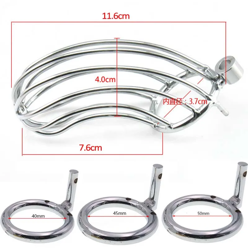 Free Custom Box - 40/45/50Mm Male Chastity Device Belt Stainless Steel Metal Cage Restraint Penis Sex Toys Penis Cock Ring