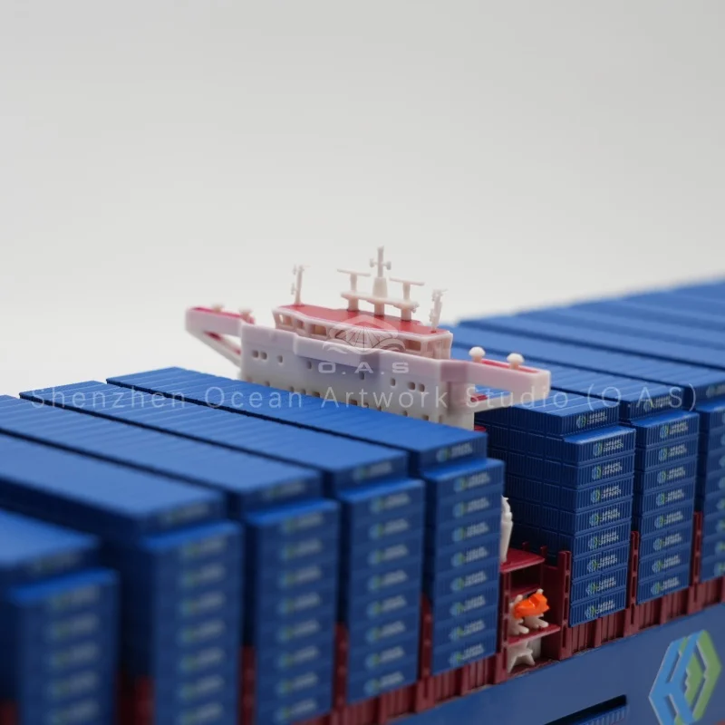 Our customized Shipping Line container model restores accurate gross tonnage data, captain specifications and complete general arrangement details.Adopting high simulation craftsmanship, it perfectly replicates hull structure, container layout and professional maritime parameters.Exquisitely built with durable materials, it works well for exhibition displays, corporate gifts, maritime teaching and industry collections.We provide personalized customization for markings, colors and scales, delivering high-quality ship models with precise industrial details for global shipping enterprises.Amber@vesselmodel.com Tel: +86 18038048785