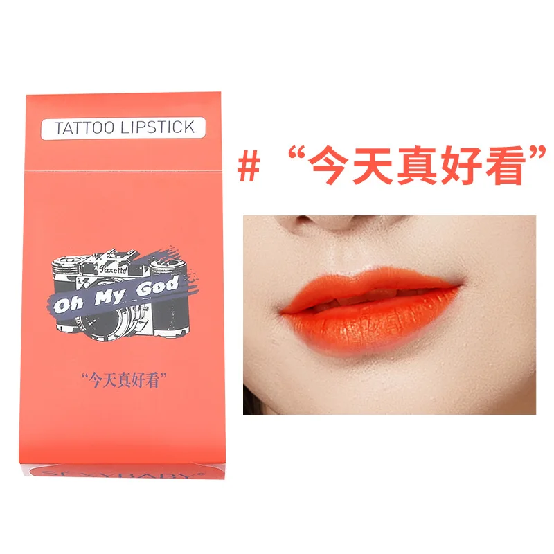 20Pcs One Time Lipstick Cigarette Box Liquid Tint 5 Colors Long Lasting Waterproof  Matte Tattoo Lipstick