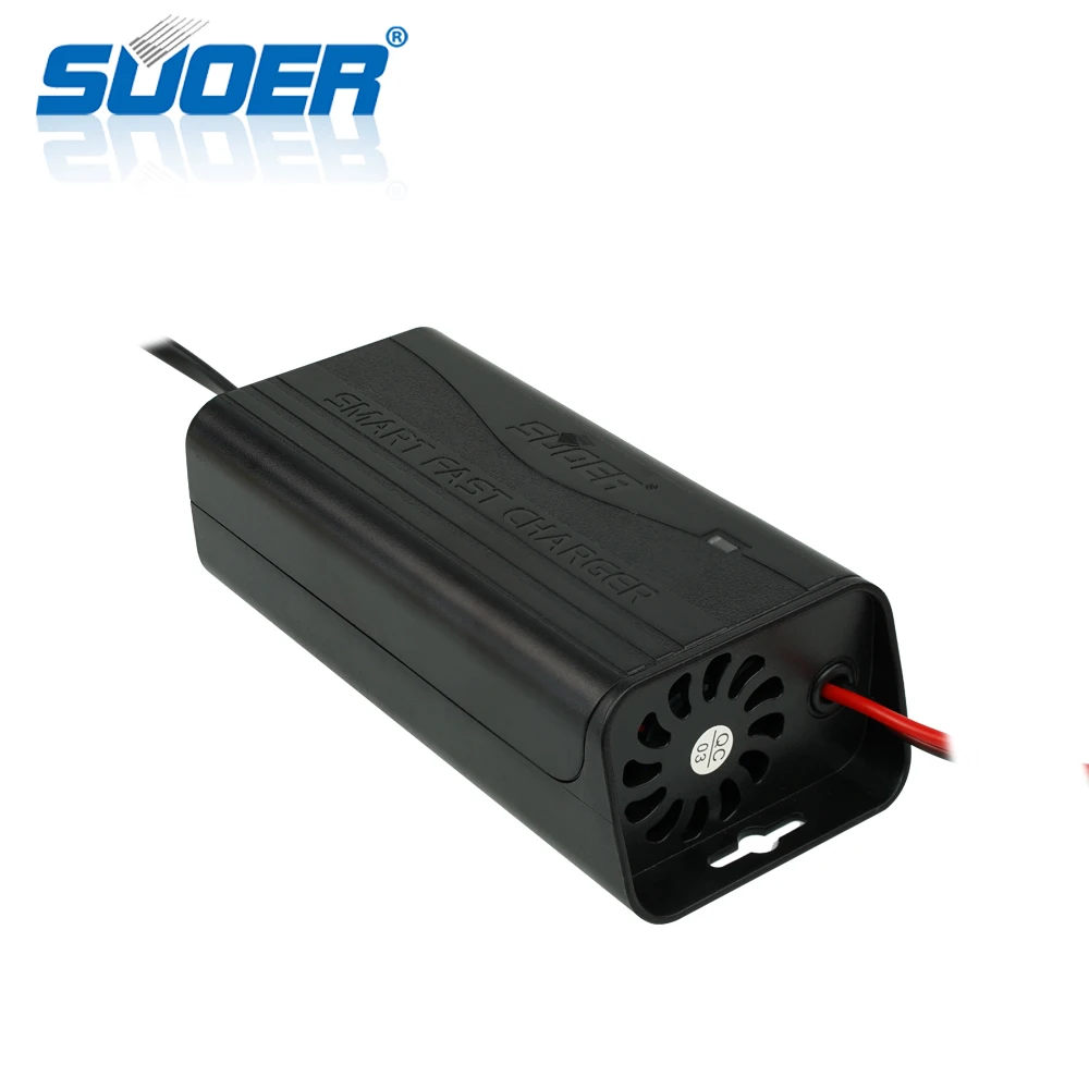 Suoer 12V 5A Electric Portable Battery Charger Three-Phase for Car & Lead Acid Battery with Light Function & US Socket Standard