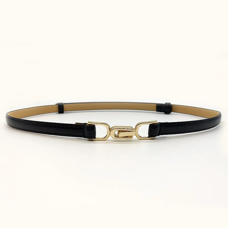 knee length dresses for ladies Women's Belt for Dresses–Slim Leather Strap-Lucky Horseshoe Buckle