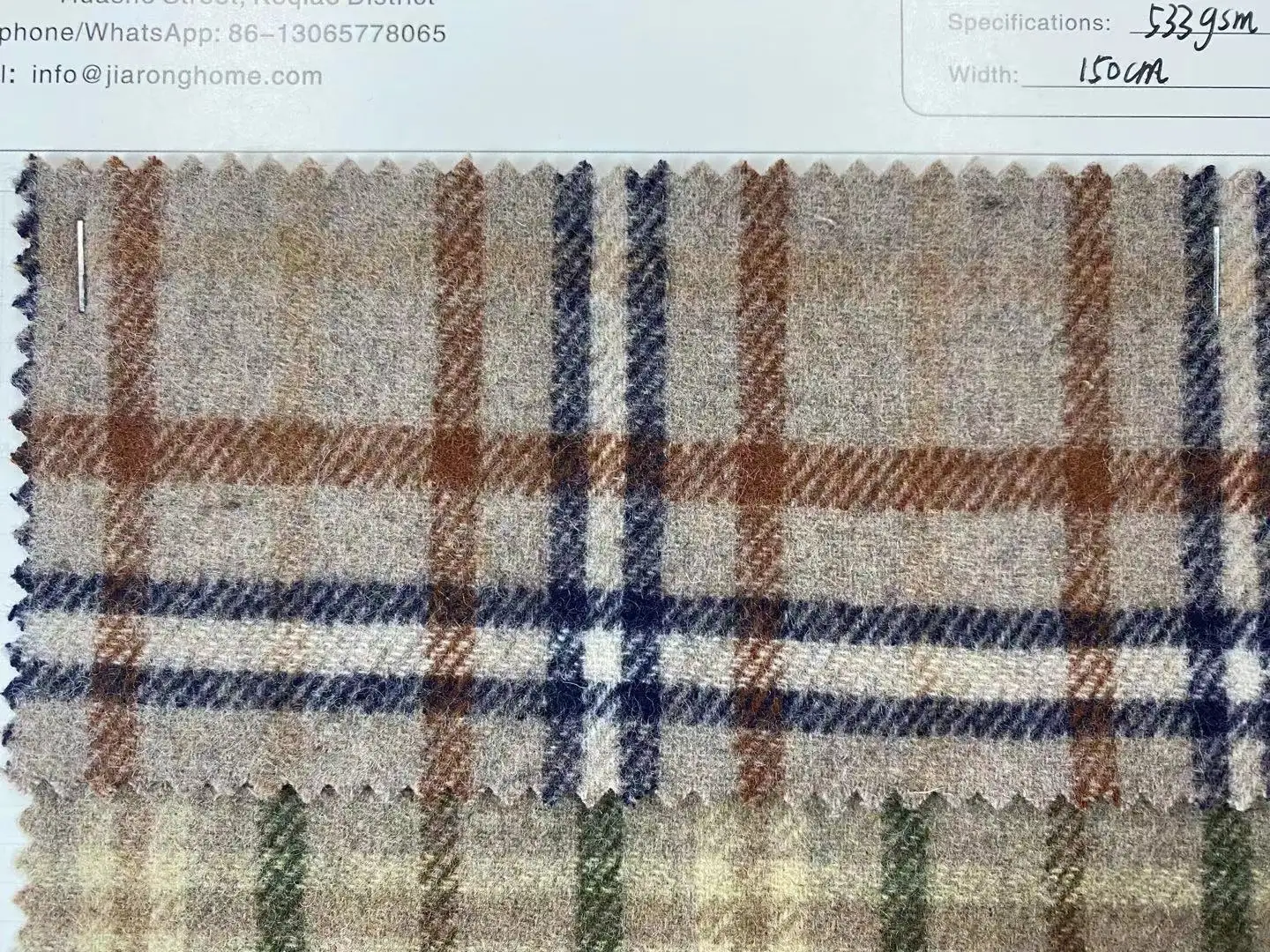 533GSM 59 Inch Width Classic Checker Double Sided Wool 80% Wool Chemical Fiber Spot Woolen Winter Overcoat Fabric