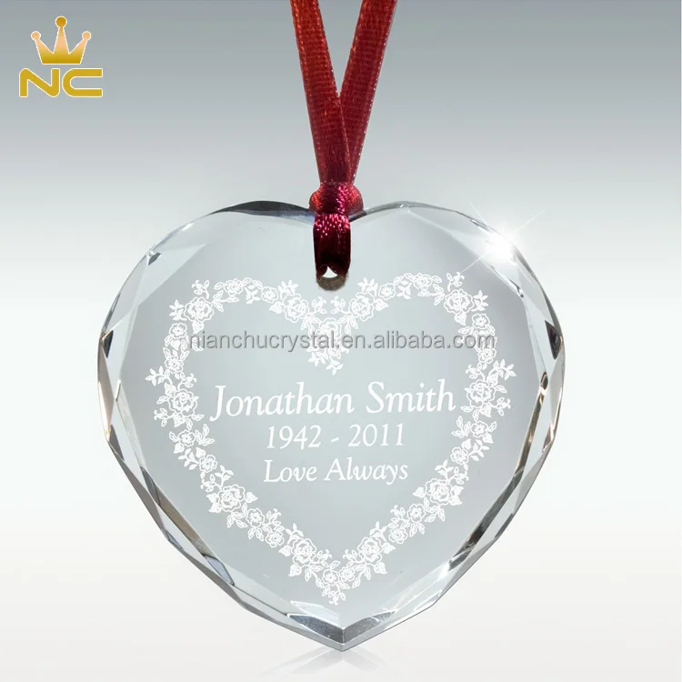 Laced 1st Holy Communion Glass Gift Heart Memorial Crystal Ornaments