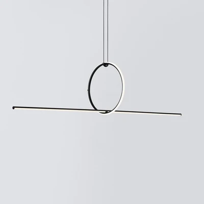 Modern Minimalist Geometric Line Light LED Round Restaurant Chandelier Scandinavian Designer Model Room Stair Chandelier