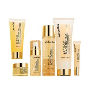 24K Gold Black Truffles Serum Facial Lotion Anti-Aging Whitening Skincare Set with Vitamin C & Hyaluronic Acid