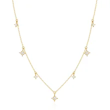 Carline Simple Star Necklace for Women 925 Silver Gold Plated Necklace Zircon Stacked Necklaces with Star Charm Jewelry Gift