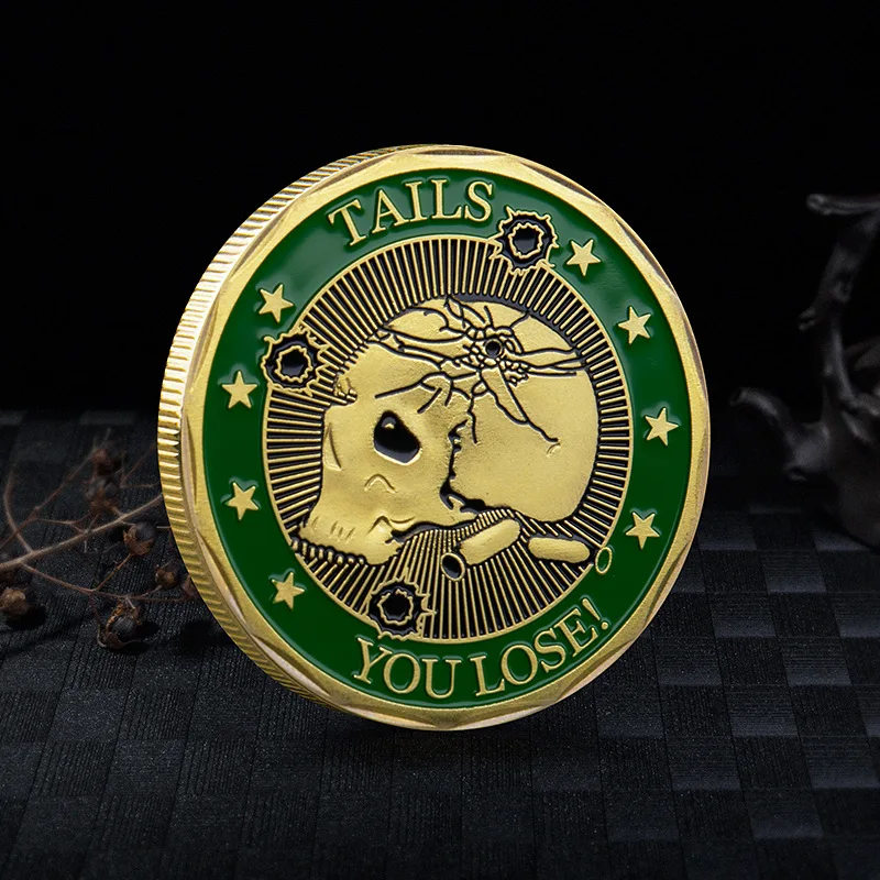 Heads You Win Heads We Win Tails You Lose Skulls Commemorative Challenge Coins Gold  Silver Metal Head and Tails Win or Lose Coin