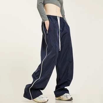 Men's Blank track pants casual sports custom stripe track pants with ankle zipper sweatpants nylon tracksuit joggers men