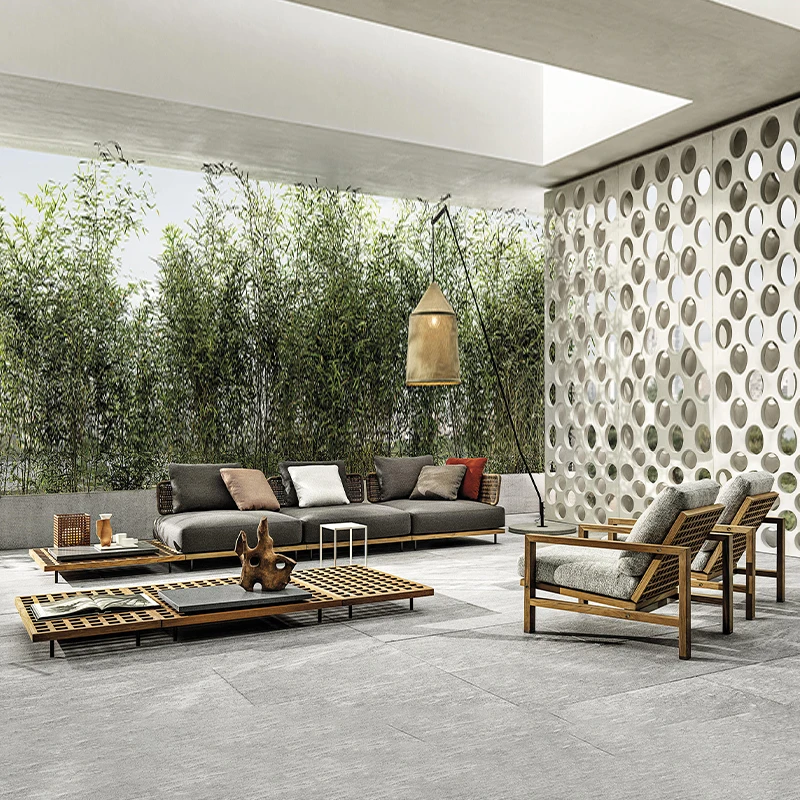 Rattan Outdoor Sofa Set - Modern Wicker Daybed for Garden, Patio