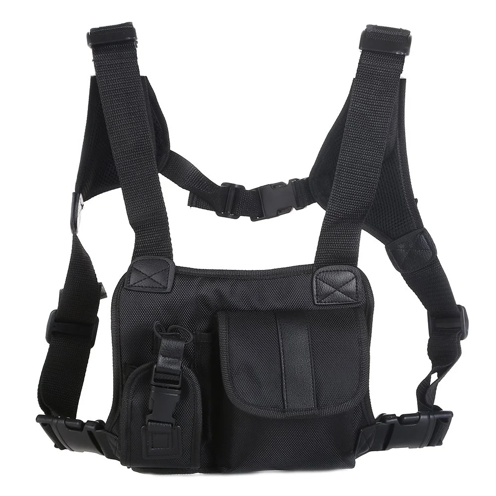 Adjustable Straps Hands Free Chest Pocket Harness Bag Holder Vest Rig Pack 