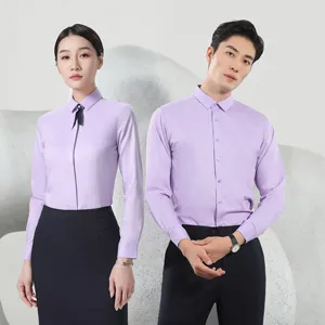 Wholesale Men's Work Business Style Long Sleeve Formal Shirt Solid Color Breathable and Anti-Wrinkle Plain Dyed
