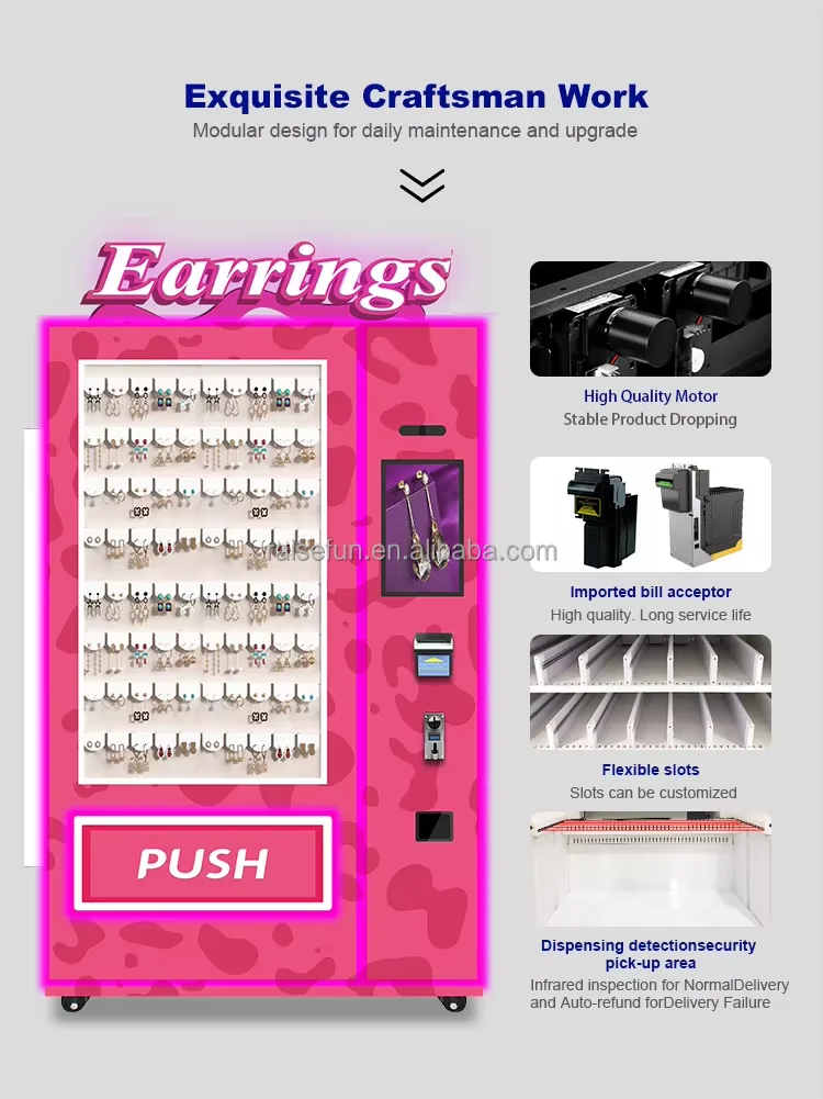 product factory price pink beauty vending machine cosmetics  smart led display showcase for  on nails false lashes hair cosmetics sale-2
