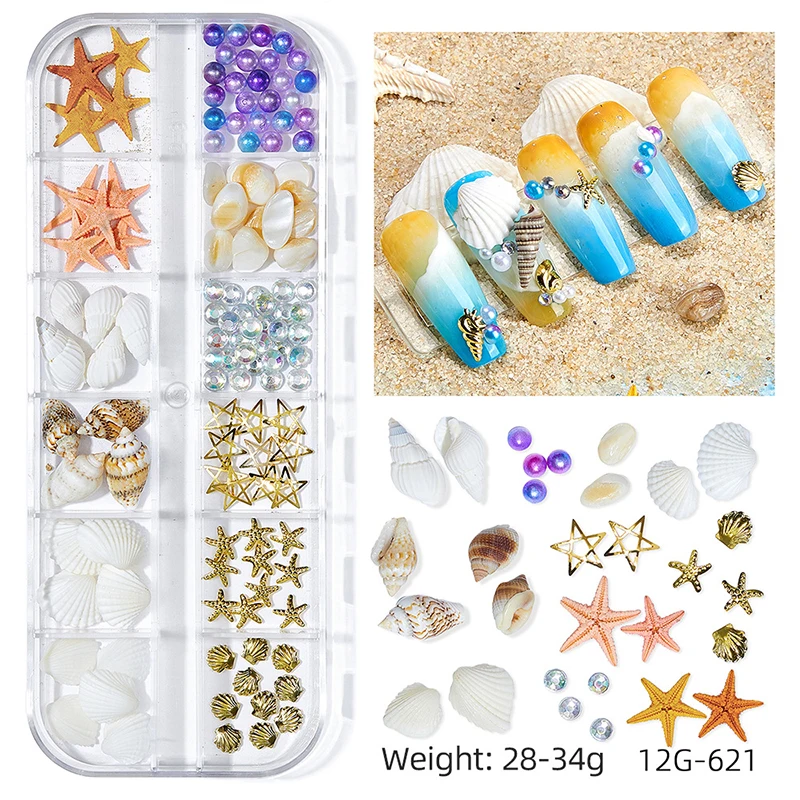 Ocean Style Shell Nail Art 3d Ocean Seashell Nail Arts Decorative Small Nail Stones Accessories