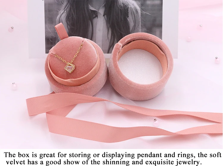 Wholesale Custom Velvet Jewelry Box Ribbon Pendant Necklace Ring Box