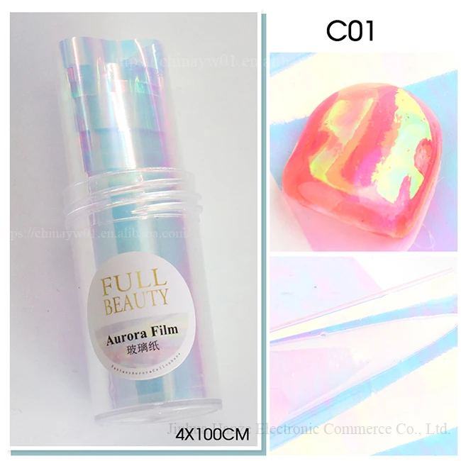 Aurora Nail Foils Shattered Glass Nail Art Marble Holographic Cellophane  Paper Nail Sticker Summer Manicure Clear Design GL1900