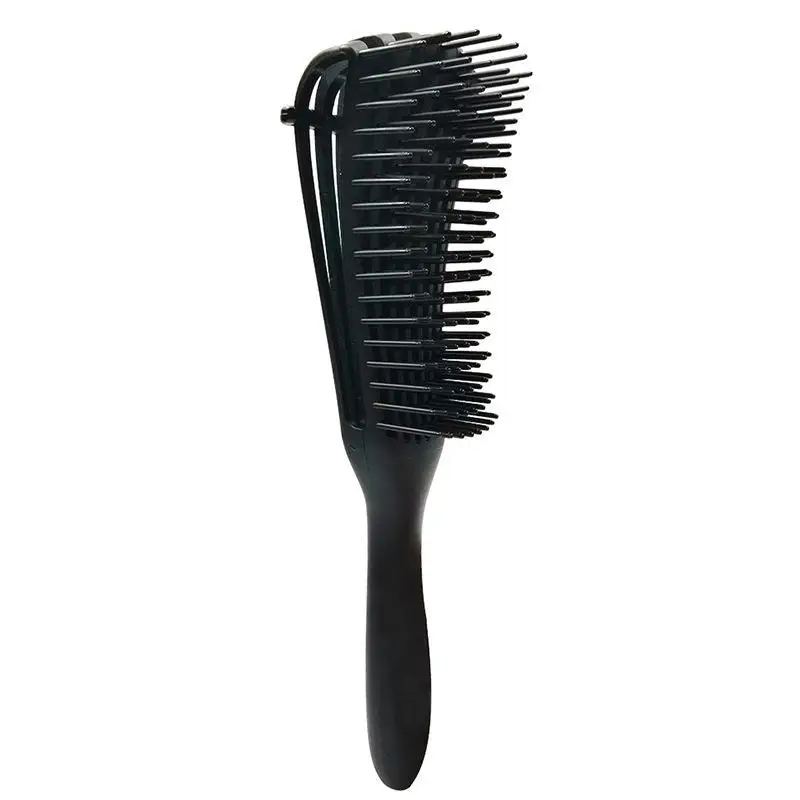 Plastic Octopus Eight Rows Black Hair Detangler Brush For Woman Scalp 