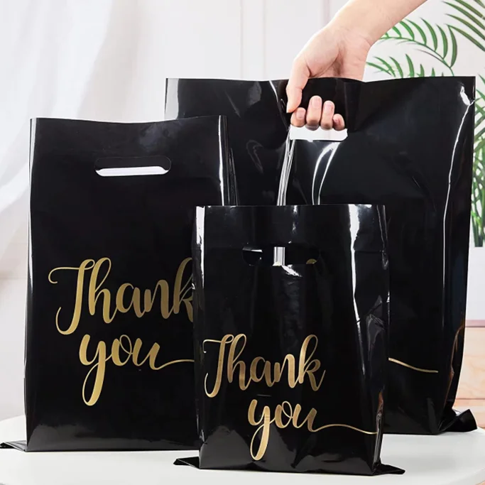 Thank You Merchandise Bags Extra Thick Reusable Plastic Retail Thank ...