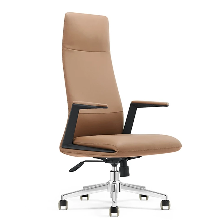 Minimalist Swivel Modern Leisure Chair Adjustable Height Executive Leather Office Chair High Back Black Boss Chair