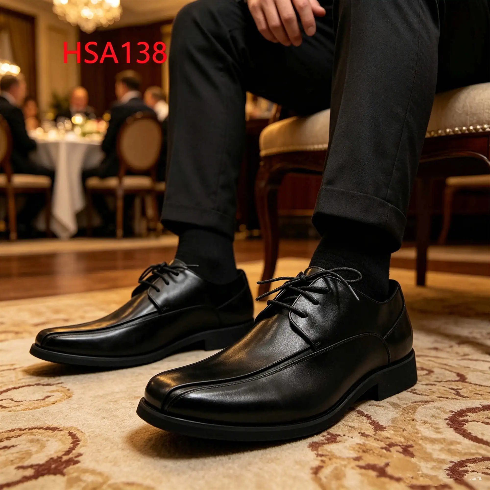 ZYF, Scarpe eleganti nere con lacci, lavabili, adatte per cerimonie nuziali, raffinate scarpe derby per uomo in vendita, modello HSA138