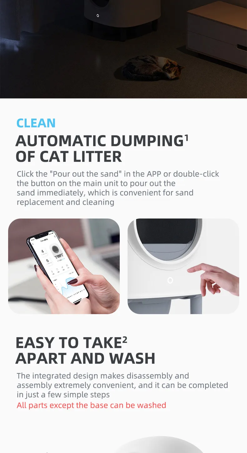 Hot Selling 2022 Petree Wifi Appcontrol 2g Second Generation Automatic Intelligent Cat Litter