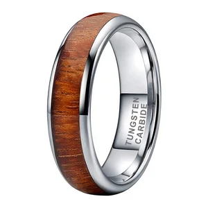 Coolstyle Jewelry 6mm Tungsten Carbide Ring for Men Women Fashion Engagement Wedding Band Koa Wood Inlay Comfort Fit