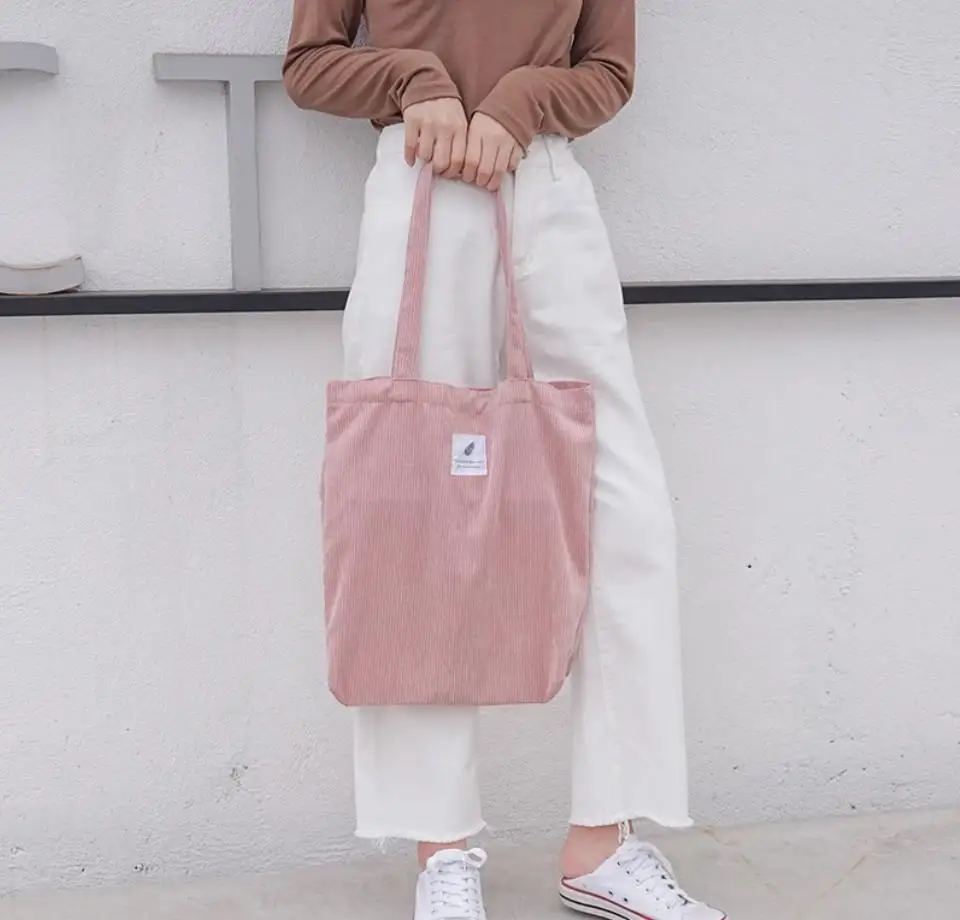 Luxury Designer Handbags 2023 New Corduroy Women's Shoulder Bag Reusable Shopping Bag Large Capacity Conventional Tote Bag