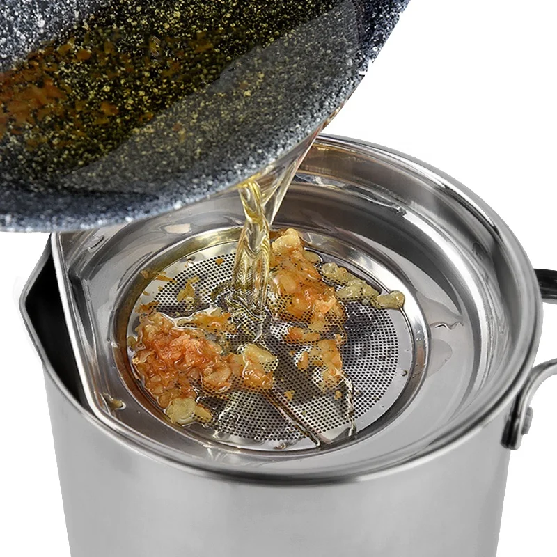 Hot Selling China New Design Oil Strainer Pot Filter Stainless Steel Storage Kitchen Pots Strainer Cooking Oil Filter Pot