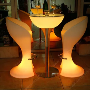 Modern RGB LED Bar Table Plastic Restaurant Furniture for Outdoor Hotel Home Bar for Party Events and Dining