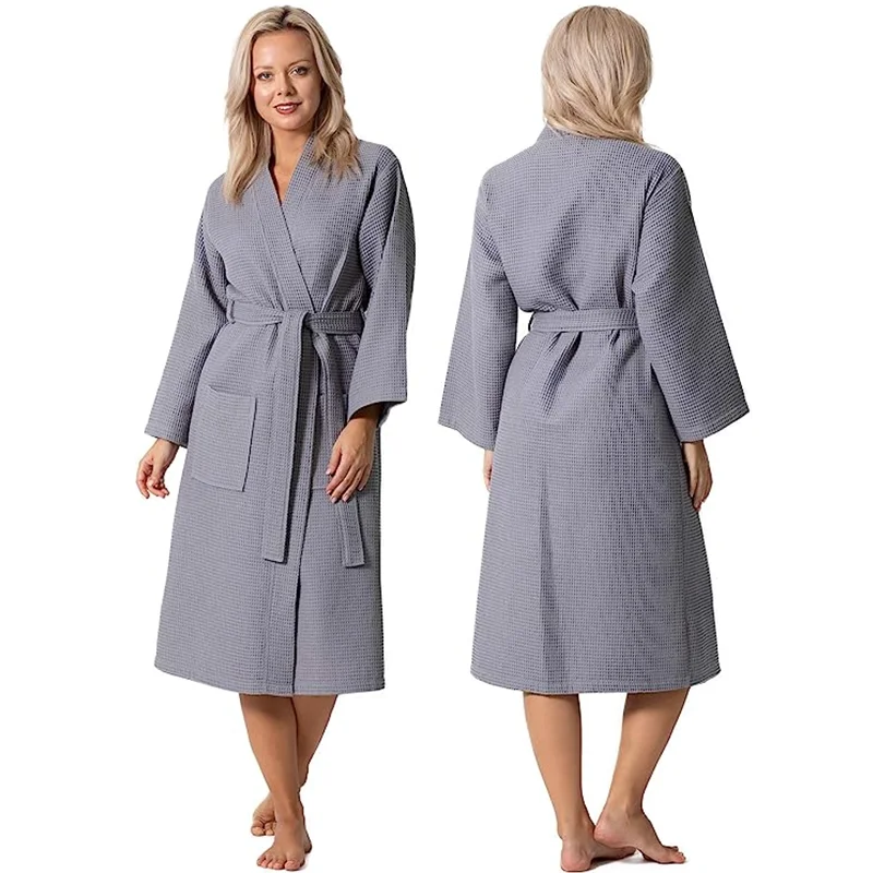 Custom Waffle Luxury Thin Soft House Bath Robe Women Knit Bathrobes For ...