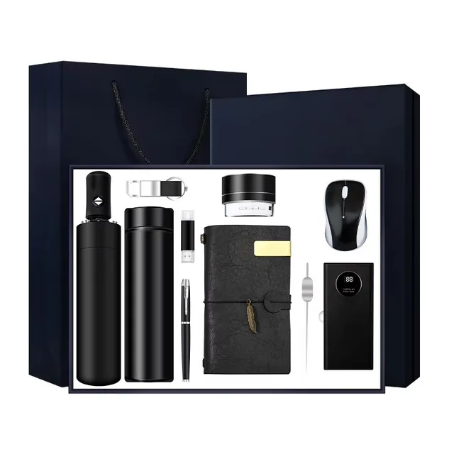 Factory Outlet Customizable Luxury Notebook Gift Set Long Silver Buckle Office Souvenir for Christmas Promotion