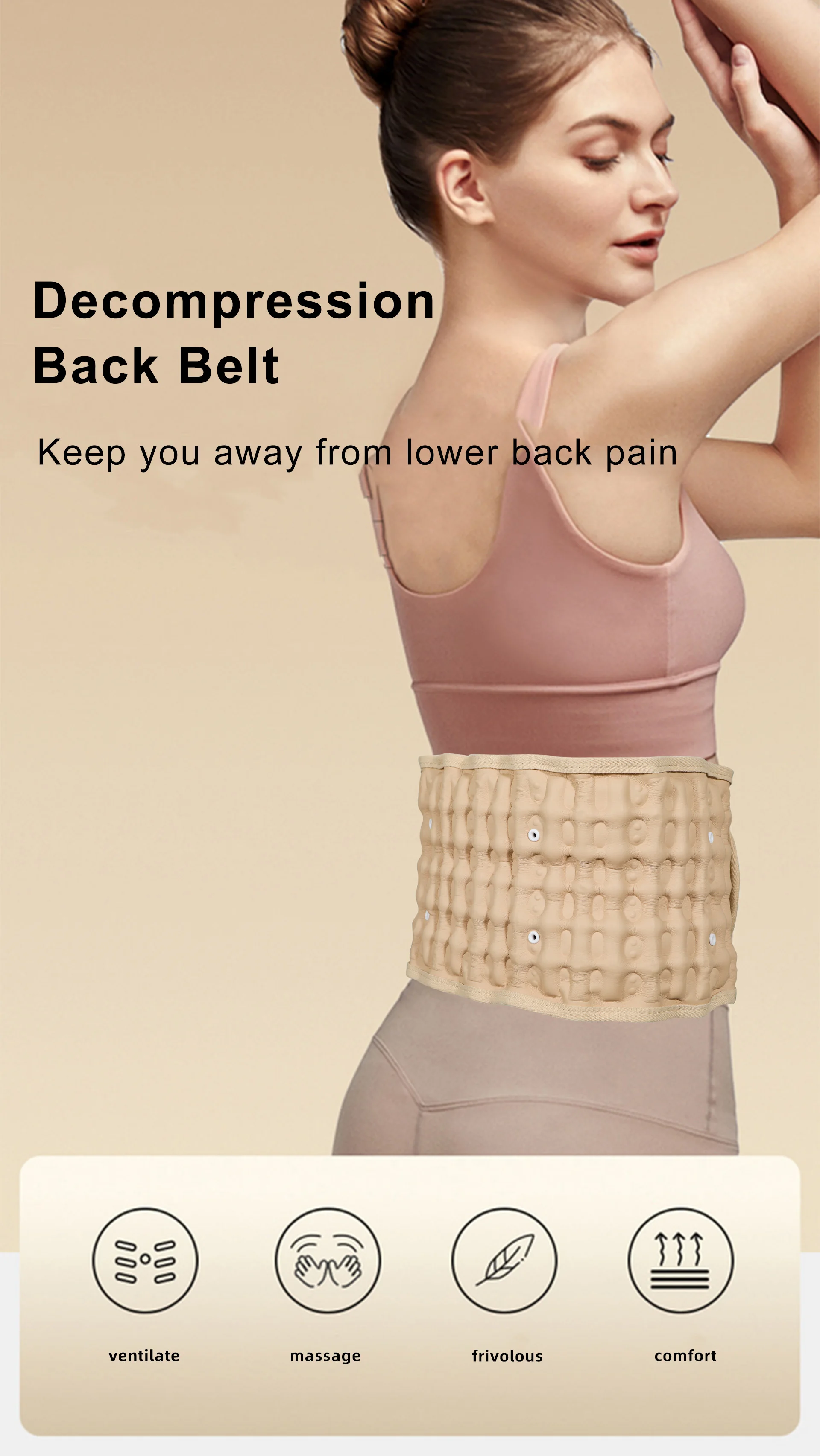 Aofit Decompression Back Belt Waist Brace Lumbar Support Belt Waist Support for Lower Back Pain Relief Back Traction Device
