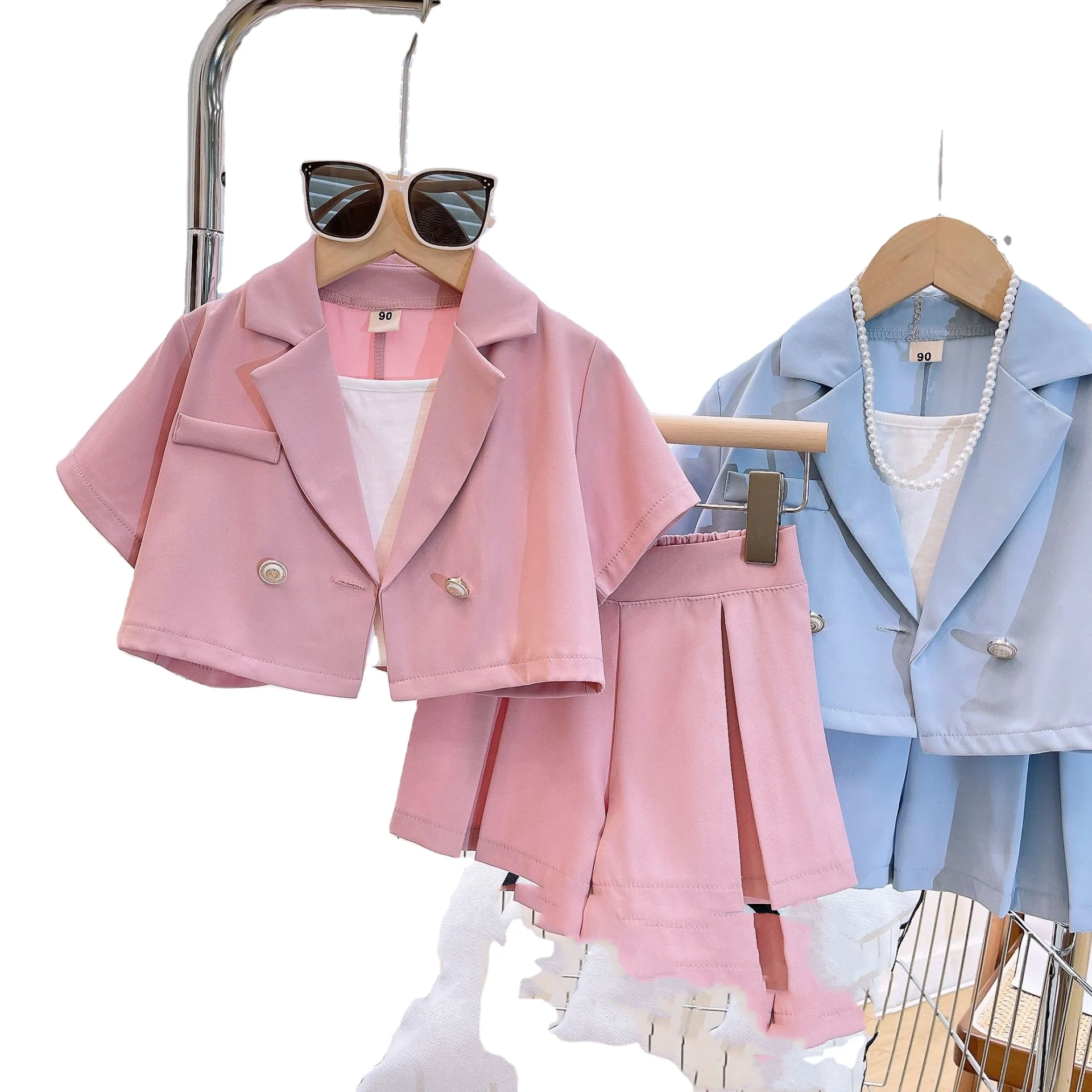 2024 Summer Fashion Children Costumes Short Sleeve Blazer Coat