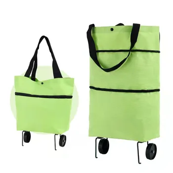 Household multi-function shopping bags folding handheld shopping bag with wheels reusable 2 in 1 shopping bag trolley with wheel