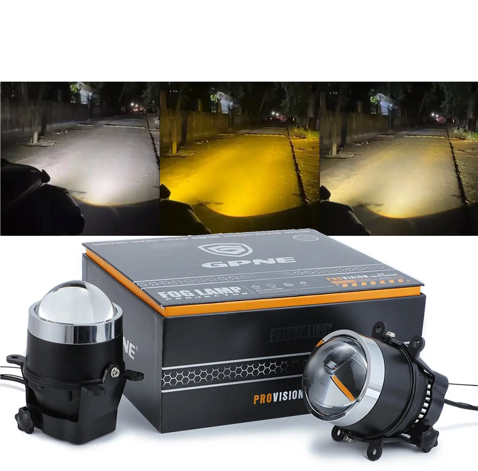 Universal Tri-color Foglamp Projector Lens  3000K/4300K/6000K  3 Inch Led Fog Lights for Cars