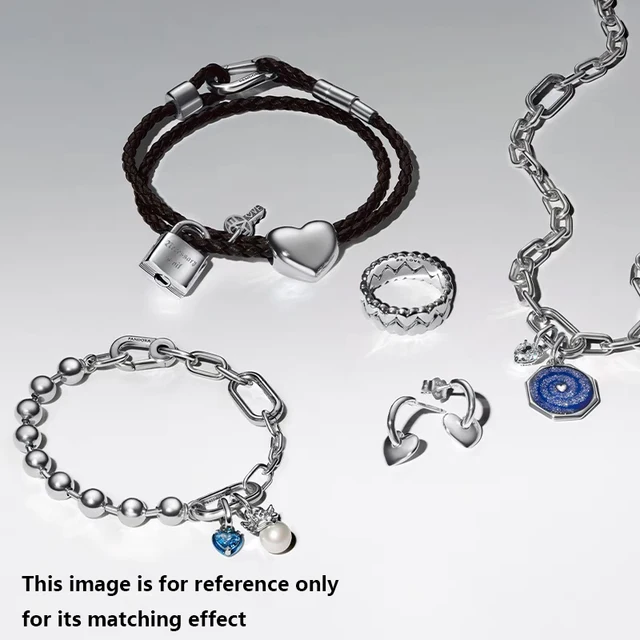 PandoraBBF S925 Smooth DIY Basic Bracelet Trendy Lion King Mickey Buckle Diamond Pearl Sterling Silver Roses Bangle Heart Shape