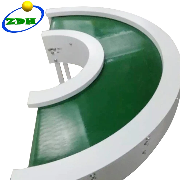 Reversible 90 Degree Curve Belt Conveyor Systems Production Line Turning Conveyor 180 Degree Belt Conveyor