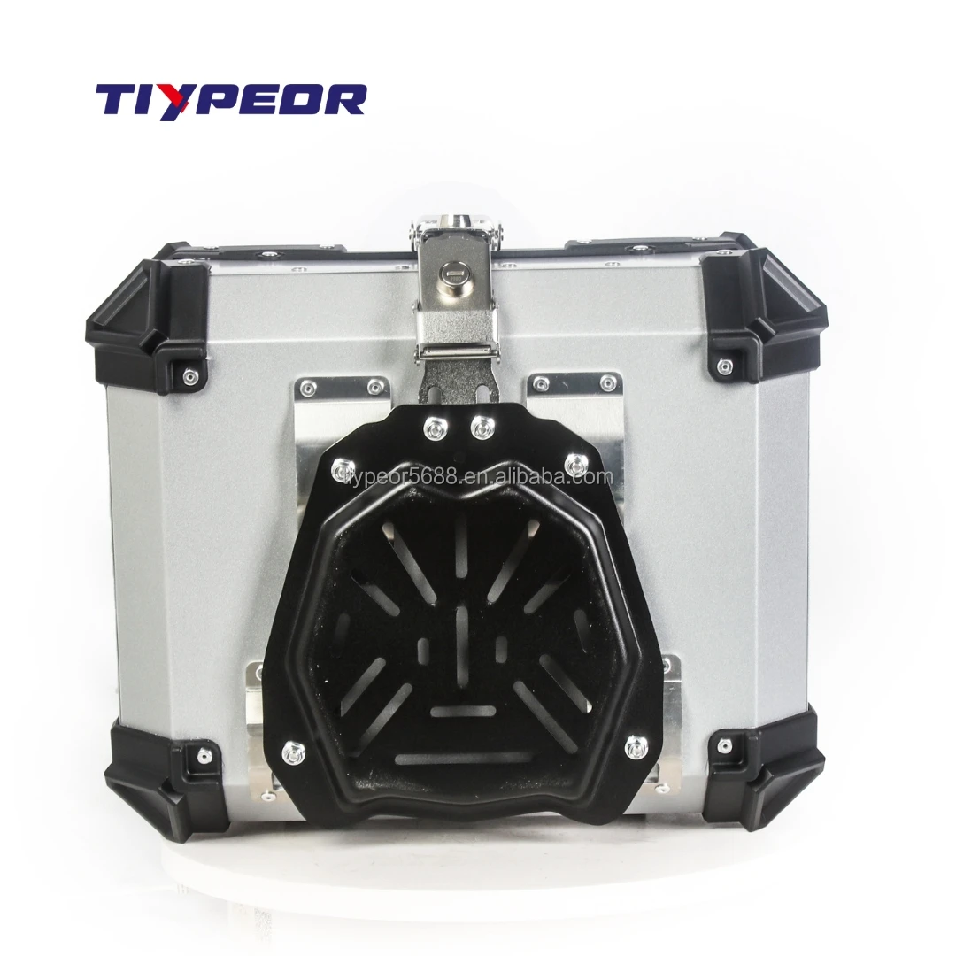 product tiypeor 28l silver aluminum motorcycle top box retrofit upgrade lightweight luggage carrier waterproof shockproof removable-4