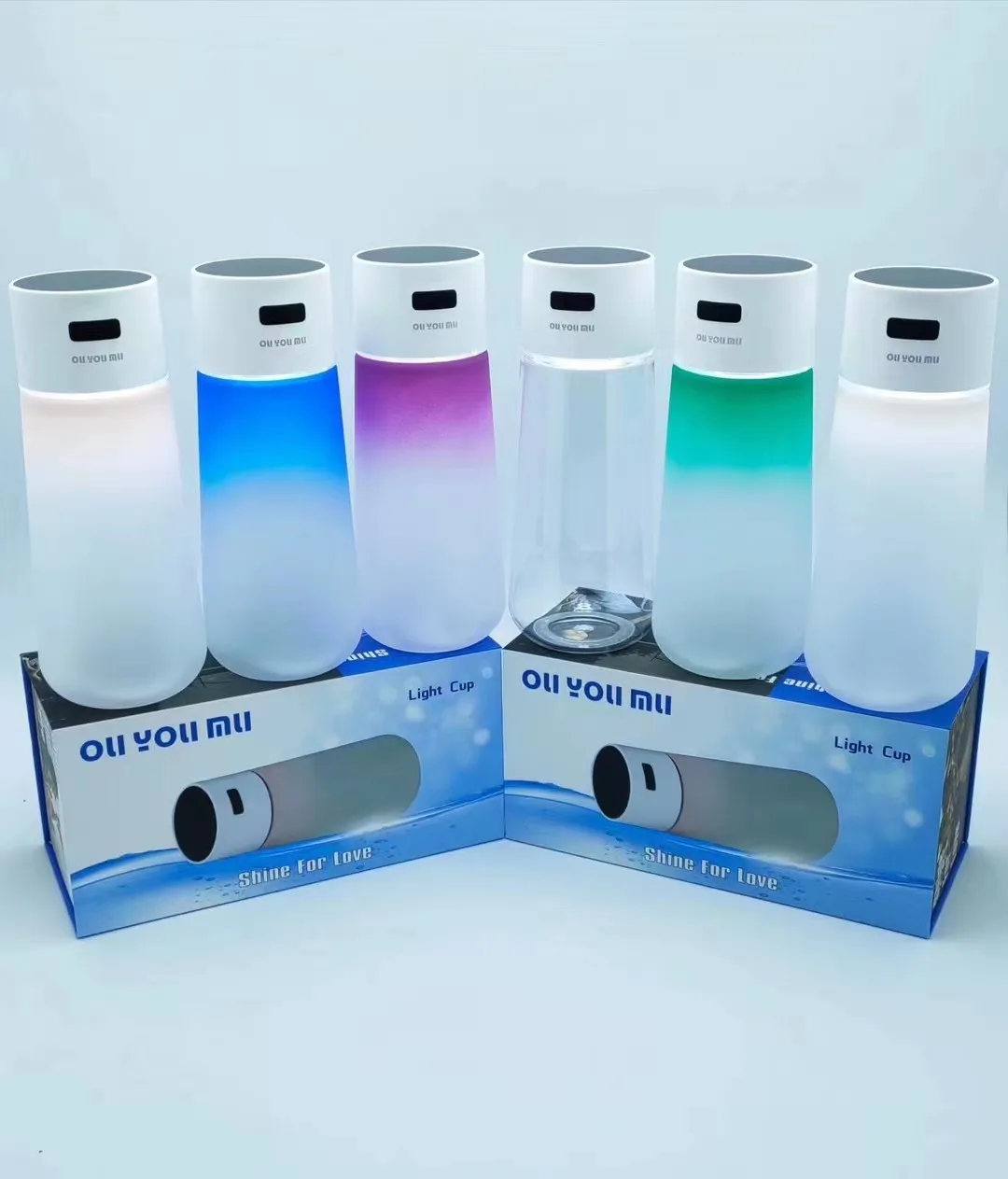 2023 New Popular Design Light Cup Plastic Rechargeable Luminescent Water Bottle Colorful Light Plastic Water Bottle