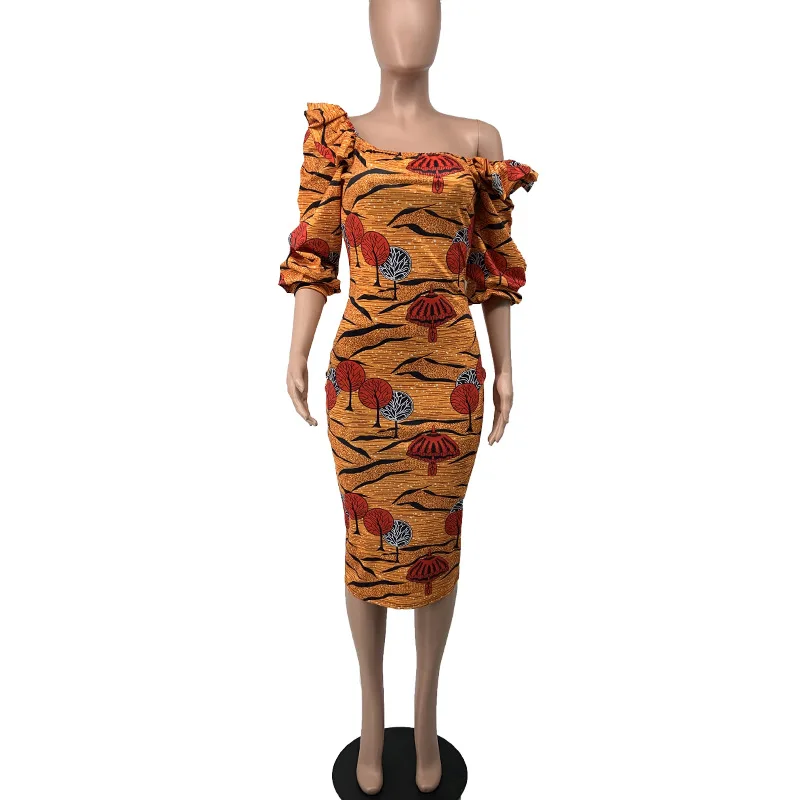 Multiple Style Causal Wearing Midi Dress African Kitenge Designs Plus Size Women Dresses