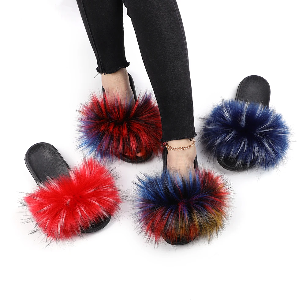 Wholesale Fashion Luxury Mink Fur Slides Custom Women Winter Fluffy Real  Mink Fur Slipper From m.