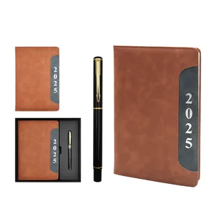 2026 Custom Promotional A5 Planner Journals PU Leather Calendar Notebook Business Gift Set With Pen