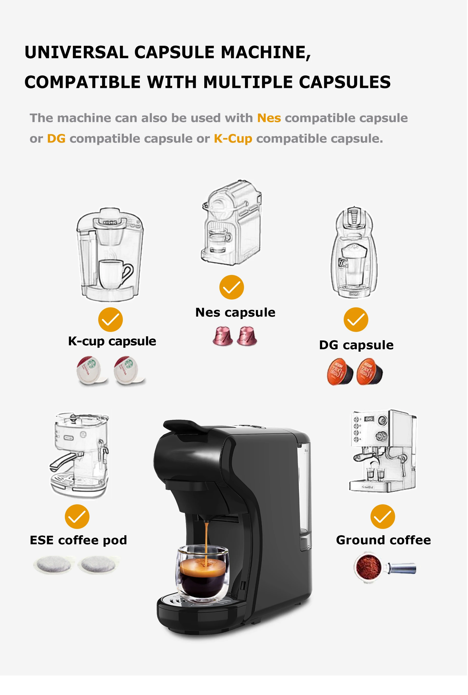 Cafetera Automática Universal De 19 Bar,Máquina De Café Espresso Fácil De  Usar Para Una Variedad De Cápsulas Diferentes - Buy Máquina De Café,Máquina  De Café,Máquina De Café Espresso Product on Alibaba.com