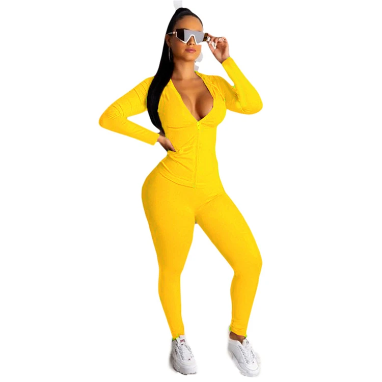 Sexy Women Tracksuit Set Autumn Two Piece Set Neon Clothing Top And Pants Outfits Sportswear